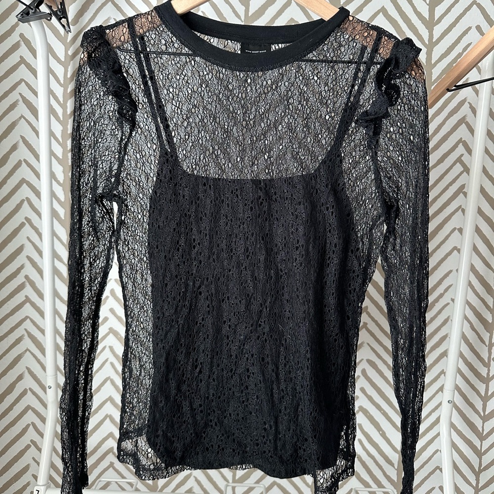 Black long sleeve shirt with built-in tank top